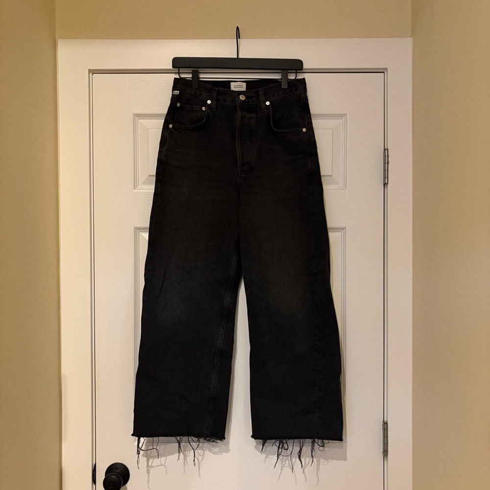 Citizens Of Humanity Ayla Baggy Cropped - Raw Hem Washed Black Size 26
